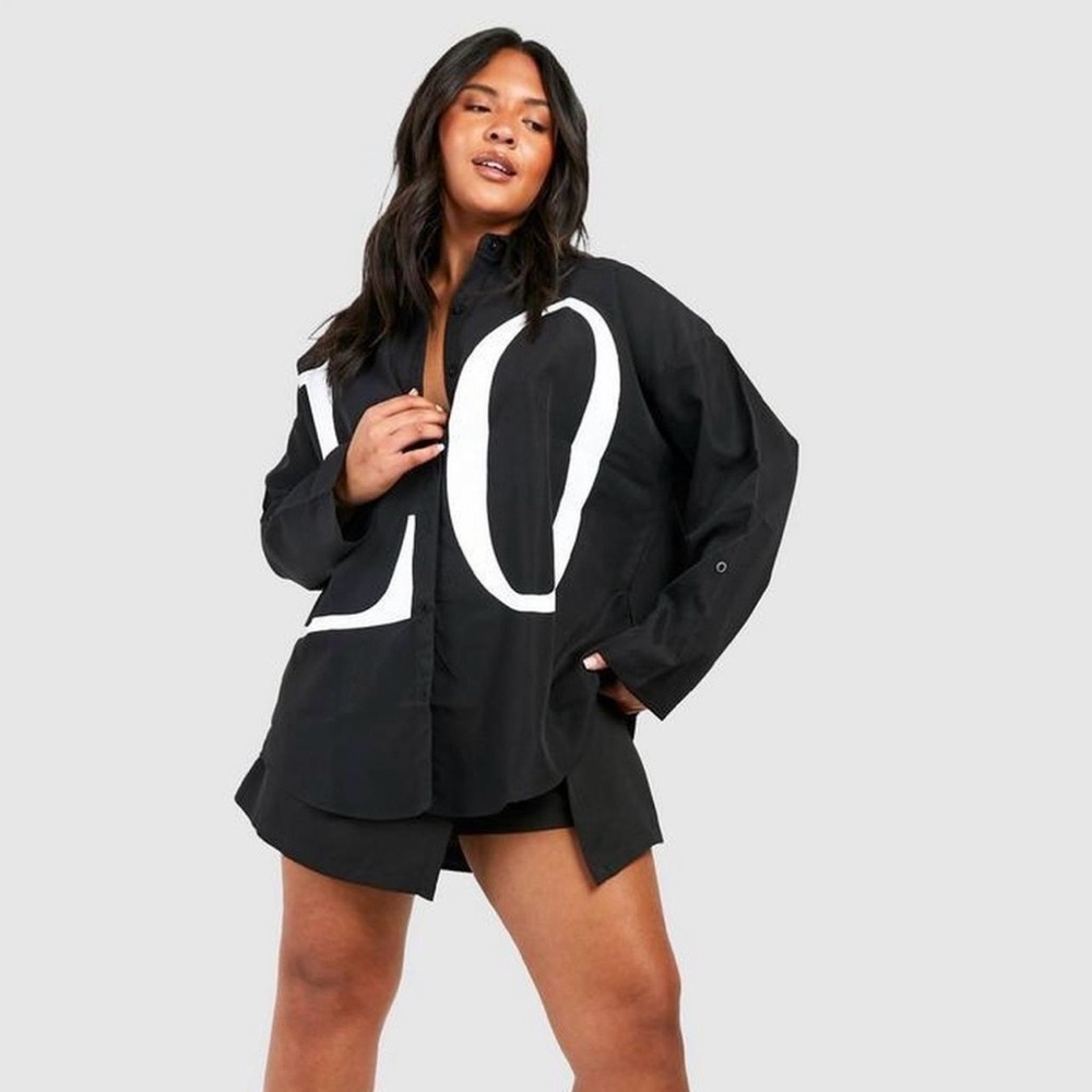 Boohoo Oversized Shirt with White LOVE Graphic